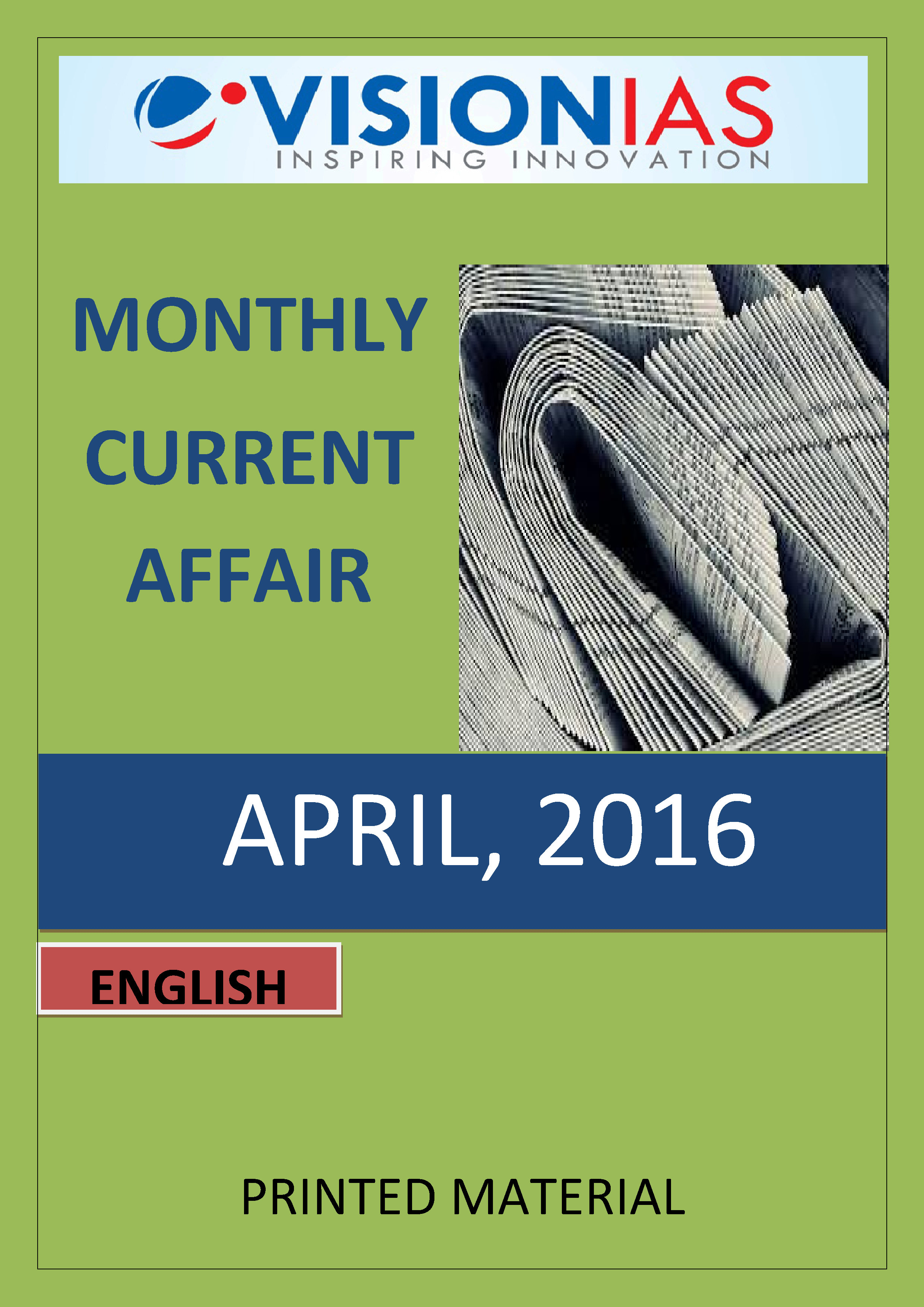 Vision IAS Monthly Current Affairs April 2016