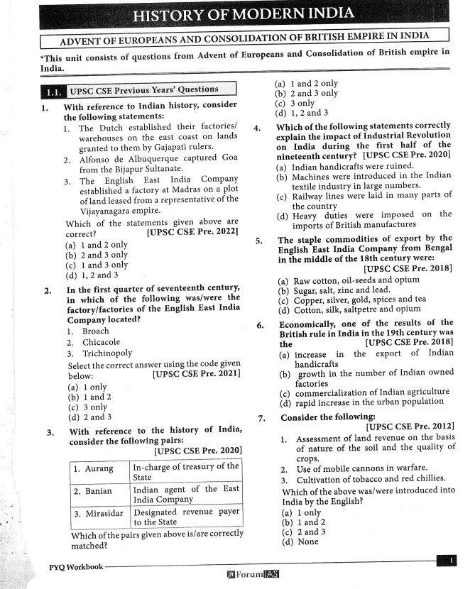 forum-ias-upsc-prelims-pyq-practices-book-history-of-modern--india-2024-25