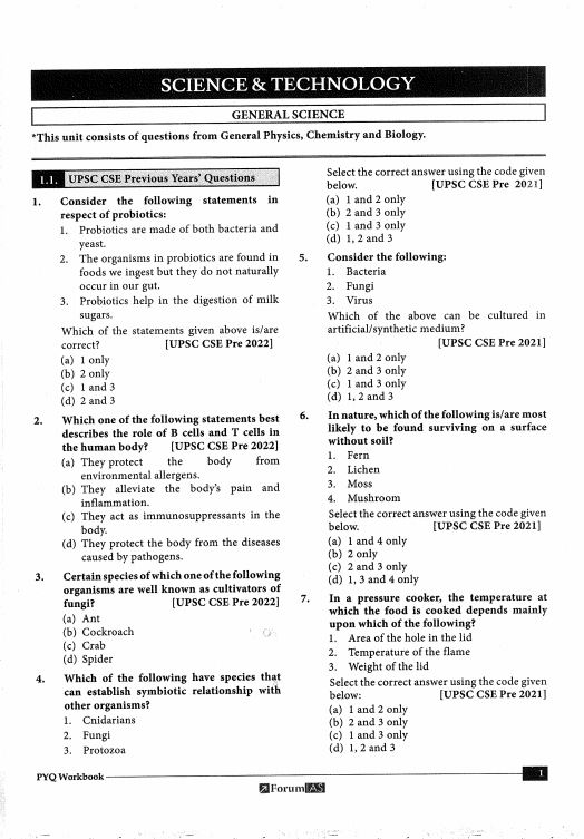 forum-ias-upsc-prelims-pyq-practices-book-science-technology-and-environment-